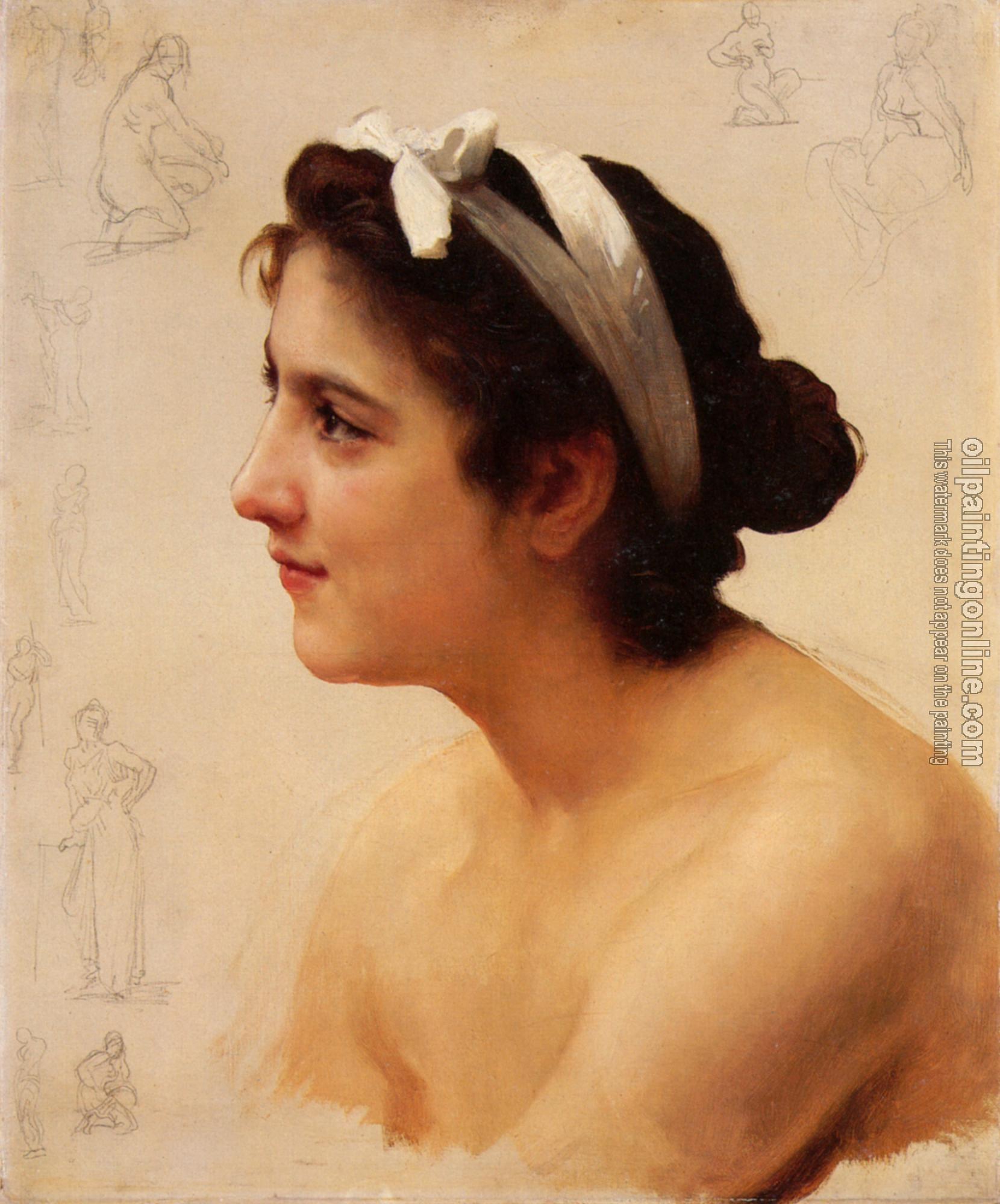 Bouguereau, William-Adolphe - Etude d'une femme, pour Offrande a l'Amour( Study of a woman, for Offering to Love)